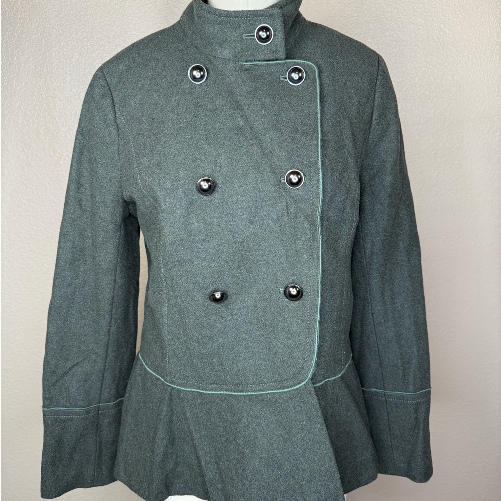 Banana Republic Double-Breasted Green Italian Wool Military Style Jacket